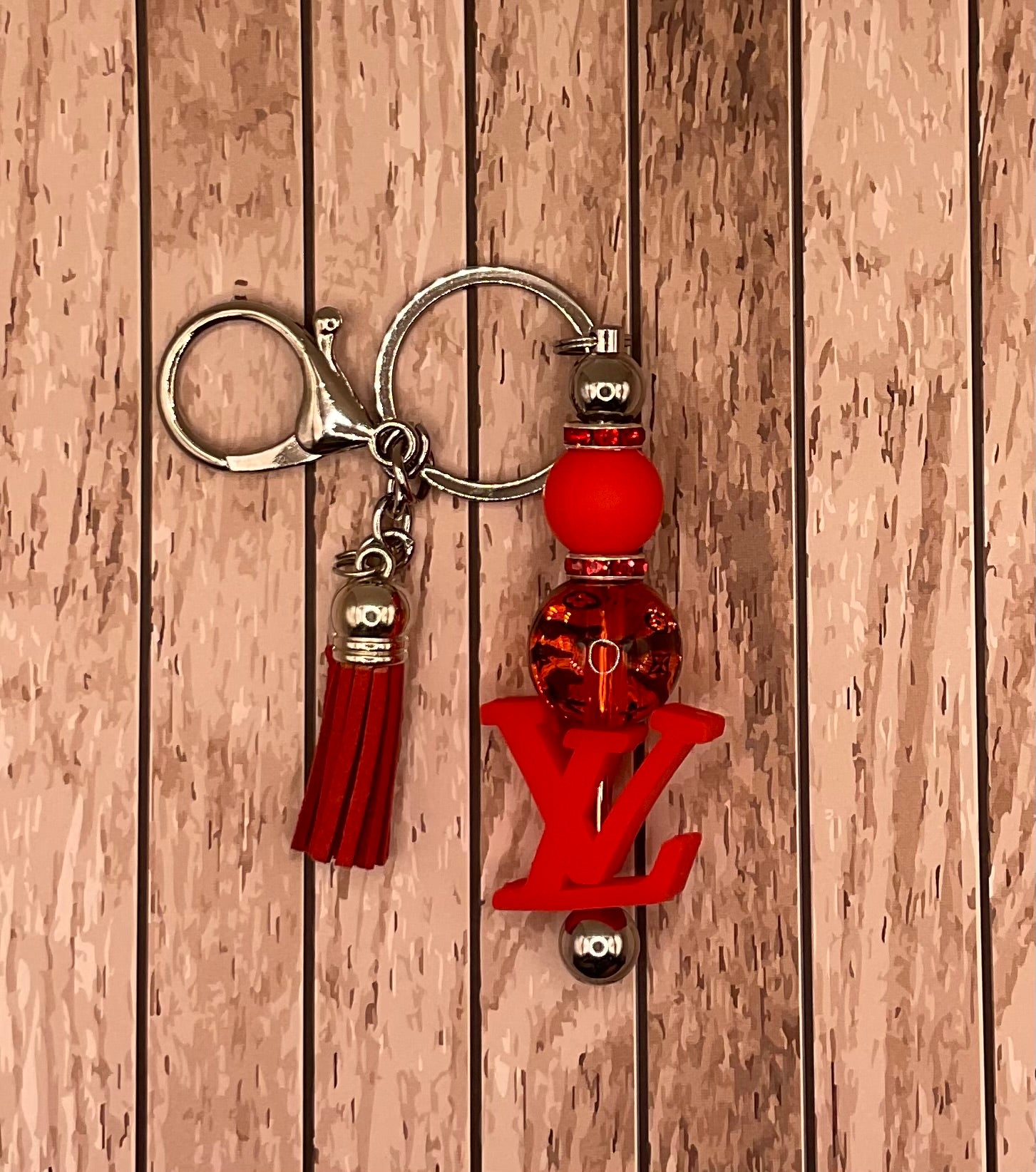 Red LV Inspired Keychain - 2