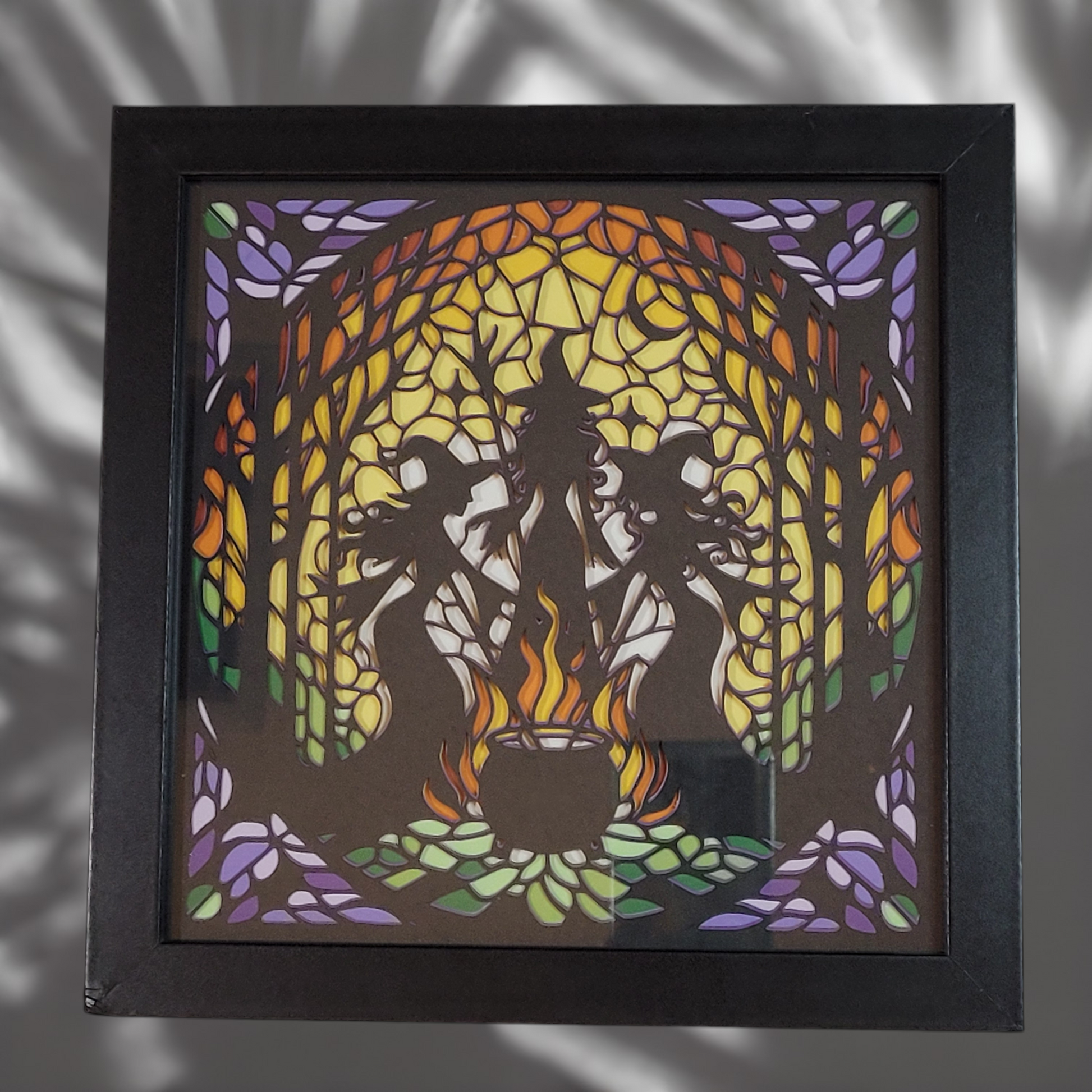 Stained glass mystical witches shadow box  - 1