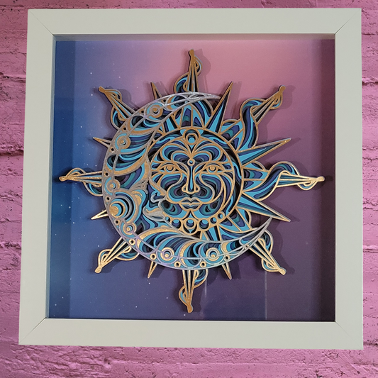 3D Sun and moon mandala shadow box  - 1