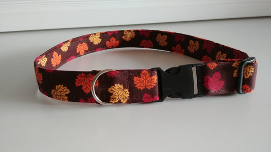 Fall Leaves on Brown Dog Collar-Extra Large - 1