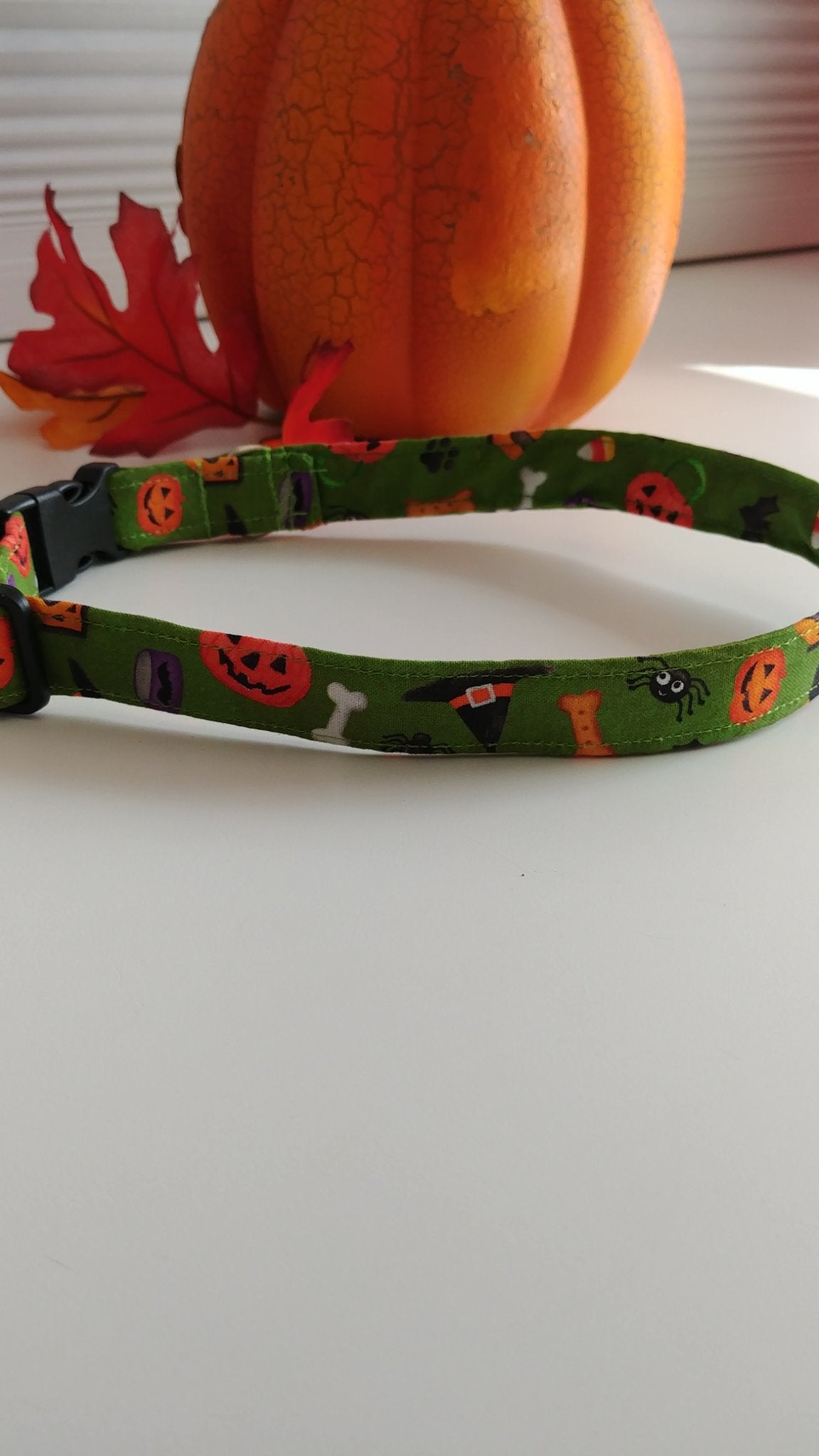 Green Halloween Dog Collar-Extra Large - 1