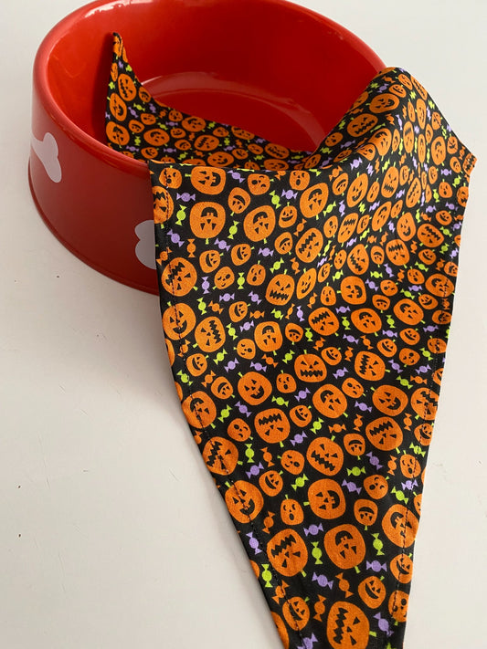 Pumpkins with Candy Dog Bandana-Medium - 1