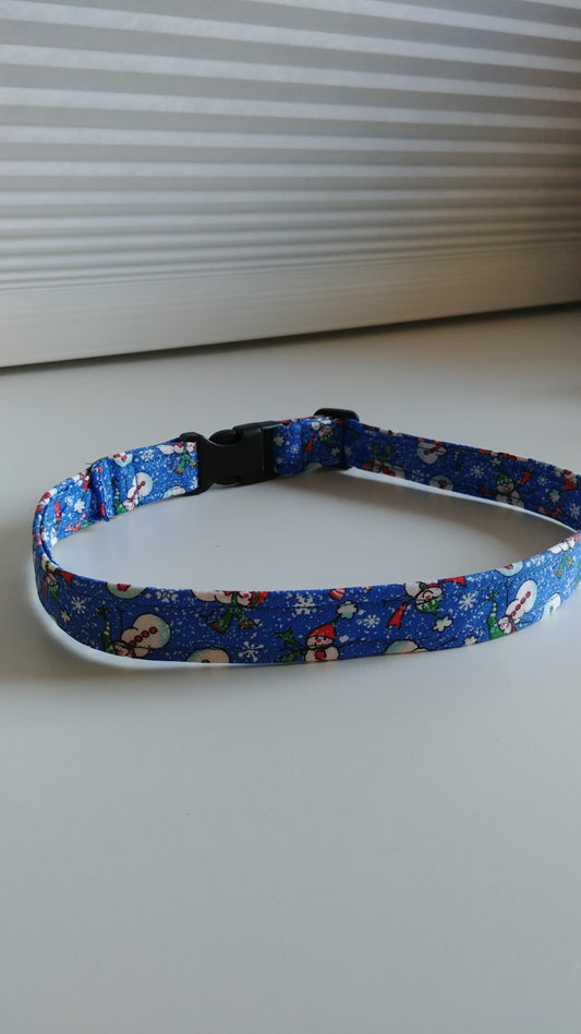 Dark Blue Snowmen Dog Collar-Medium - 1