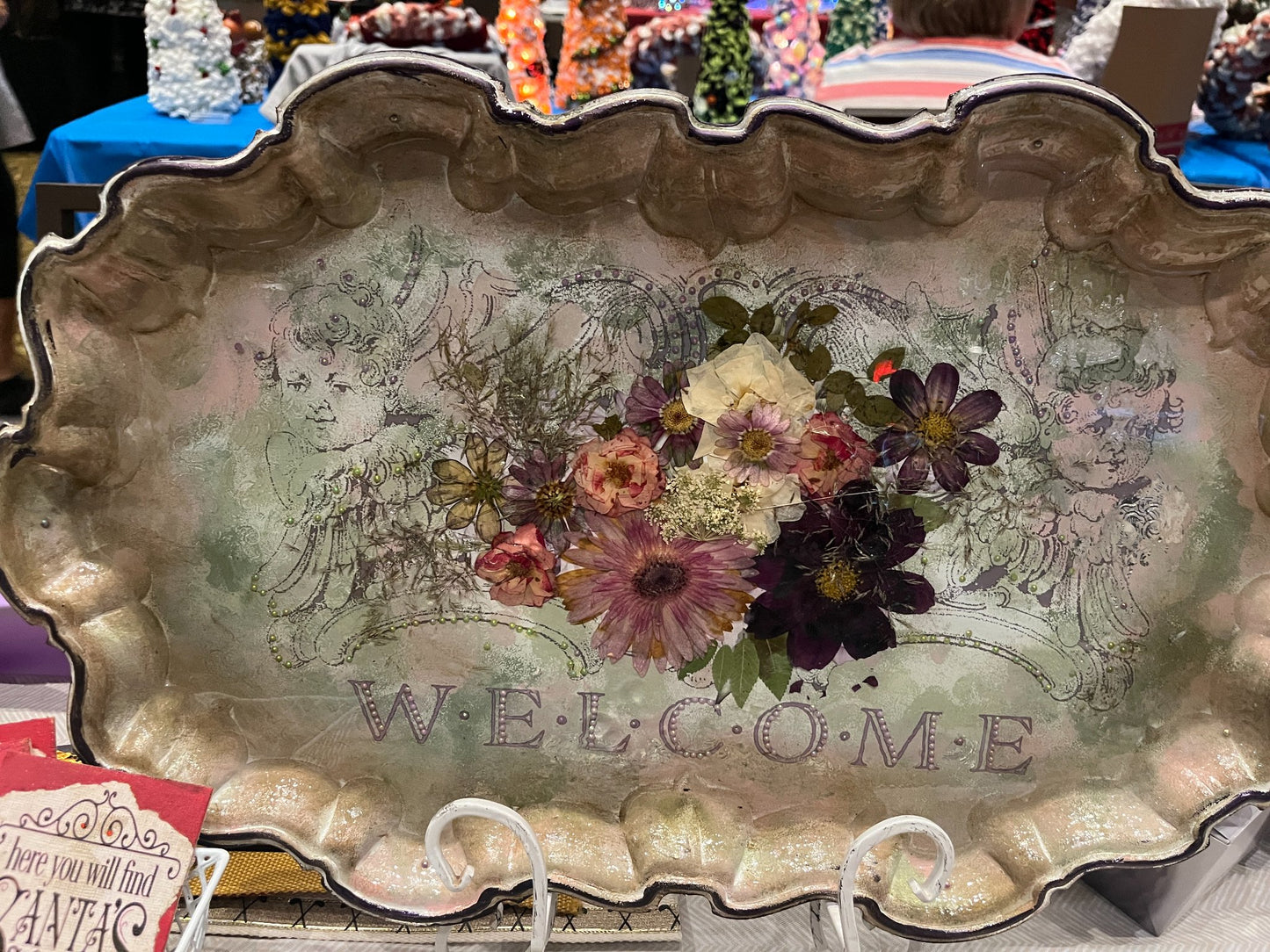 Sterling Silver Welcome Floral Tray - 1