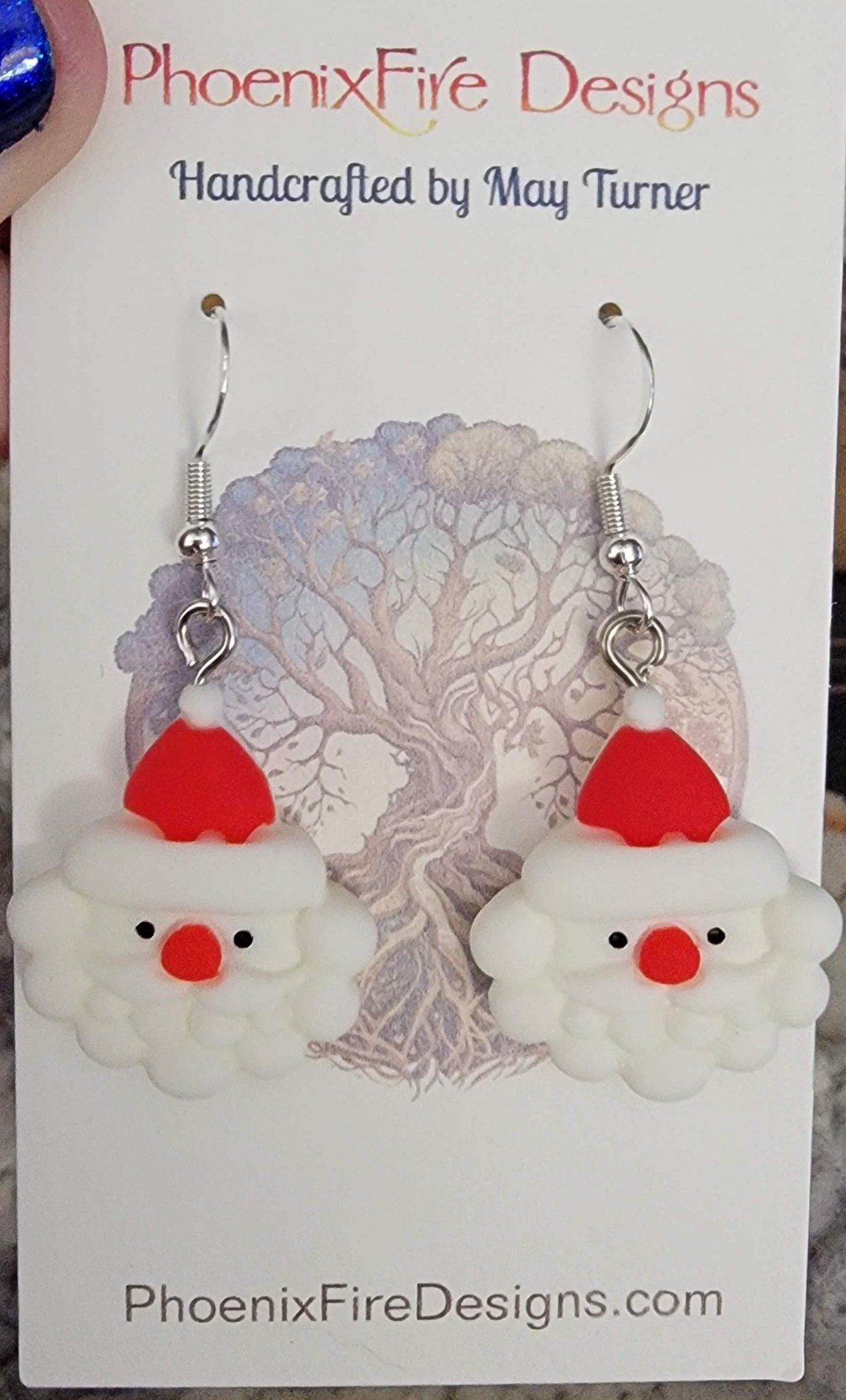 Santa Face Resin Earrings on Sterling - 1