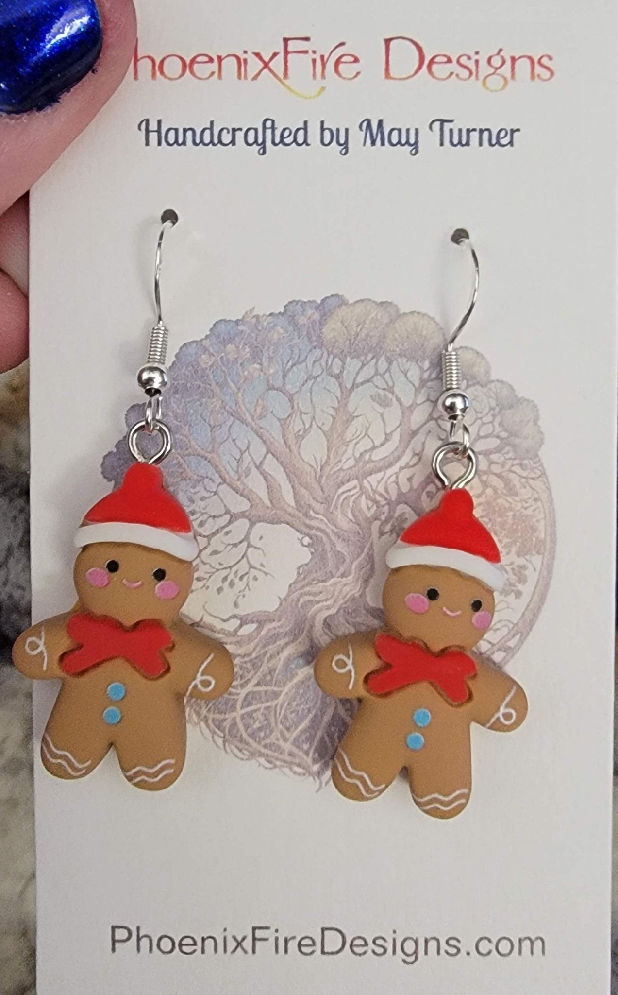 Gingerbread Man Earrings on Sterling - 1