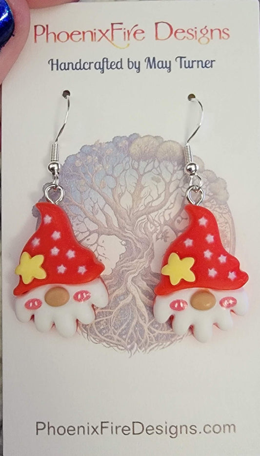 Santa Gnome Elf Christmas Earrings on Sterling - 1