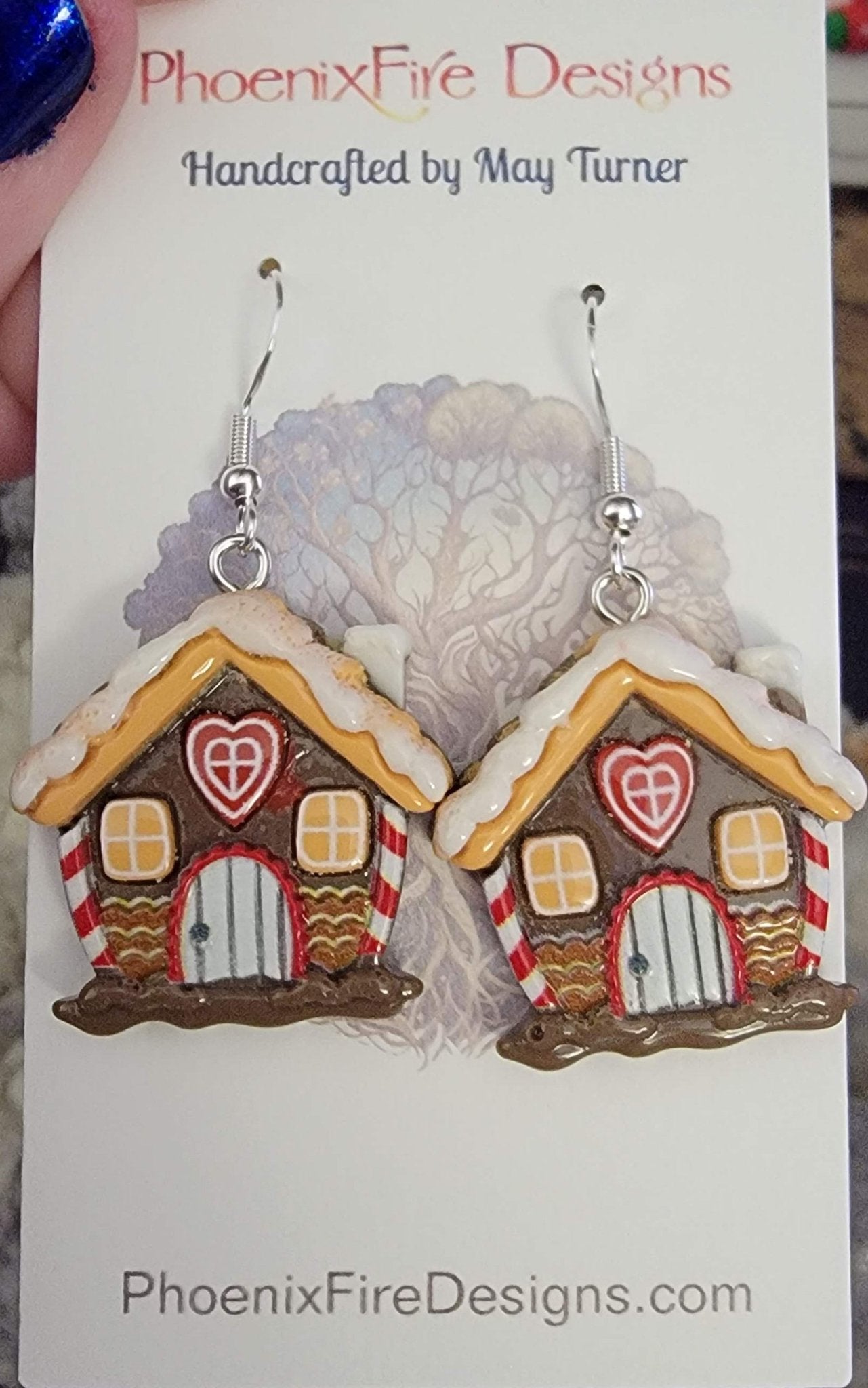 Gingerbread House Earrings on Sterling - 1