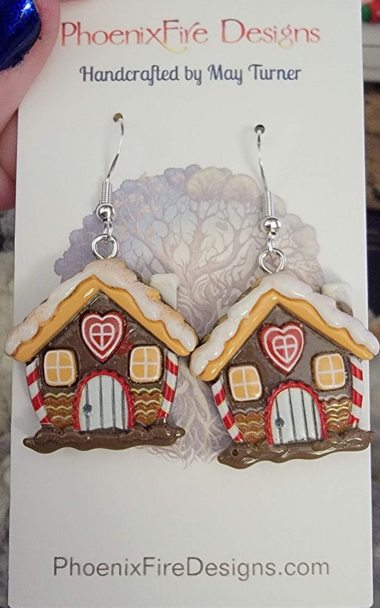 Gingerbread House Earrings on Sterling - 1