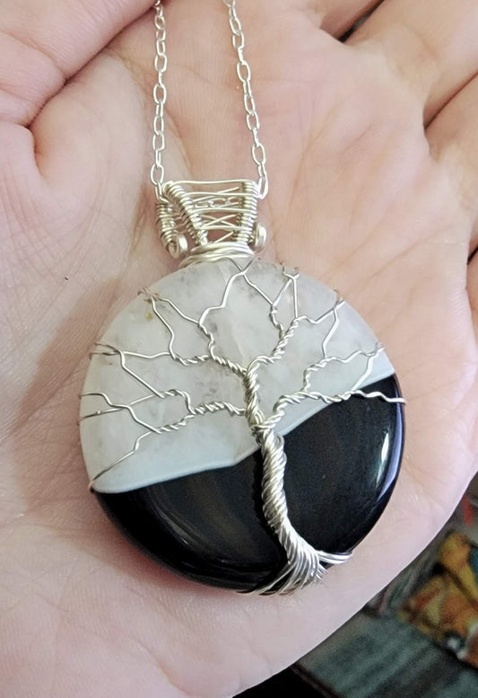 Black & White Banded Agate Tree on Sterling - 1