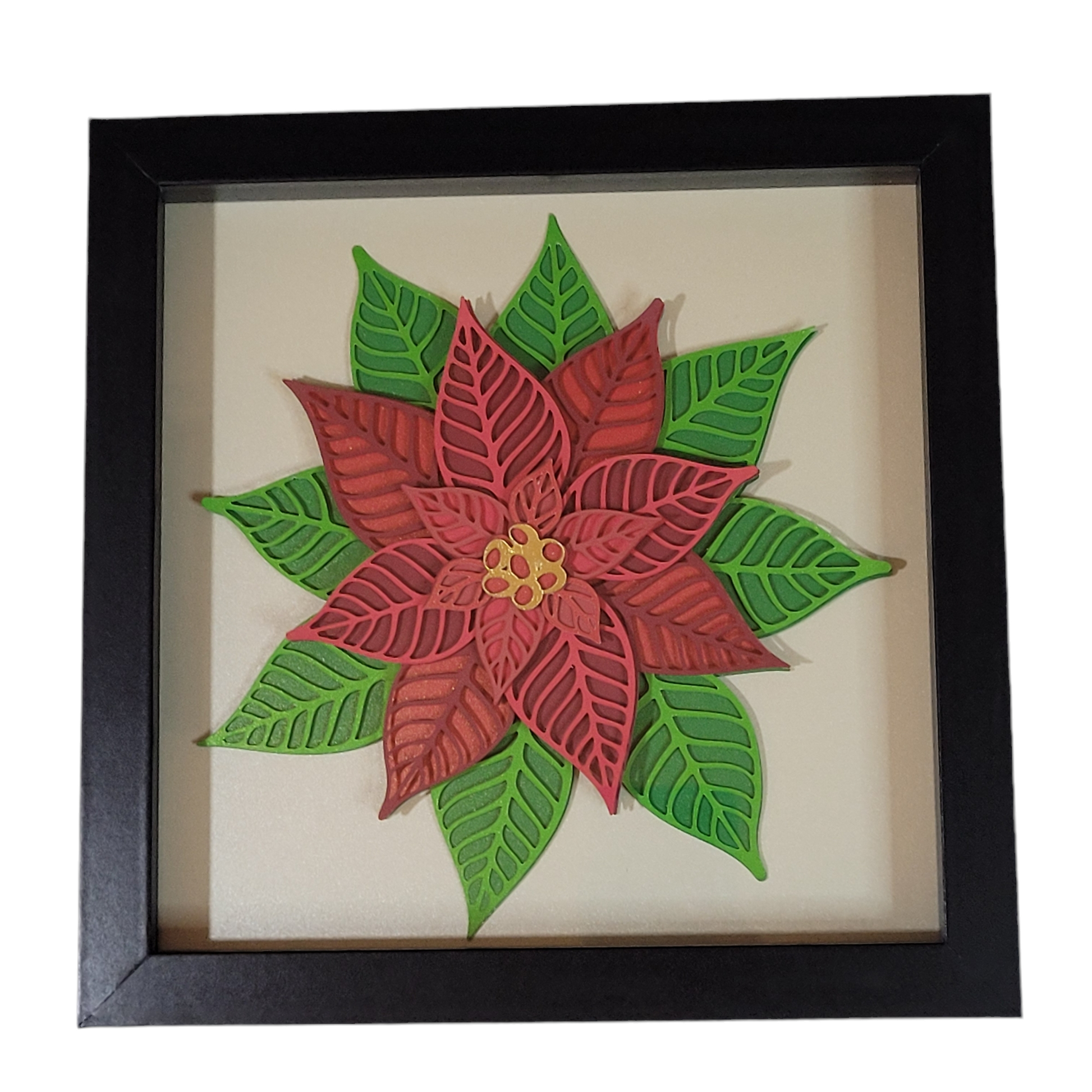 3D Layered Poinsettia shadow box  - 1