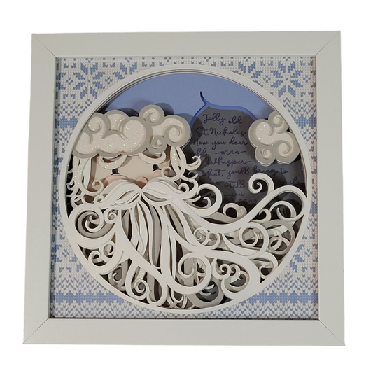 3D Santa shadow box in blue  - 1