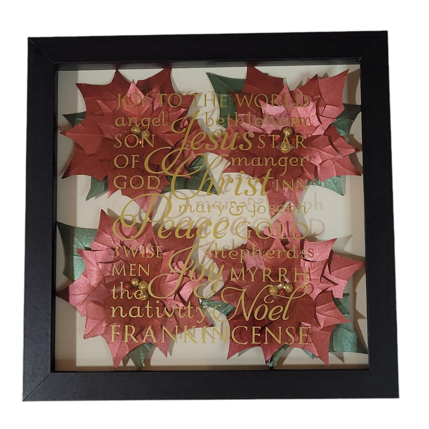 Poinsettia word art shadow box  - 1