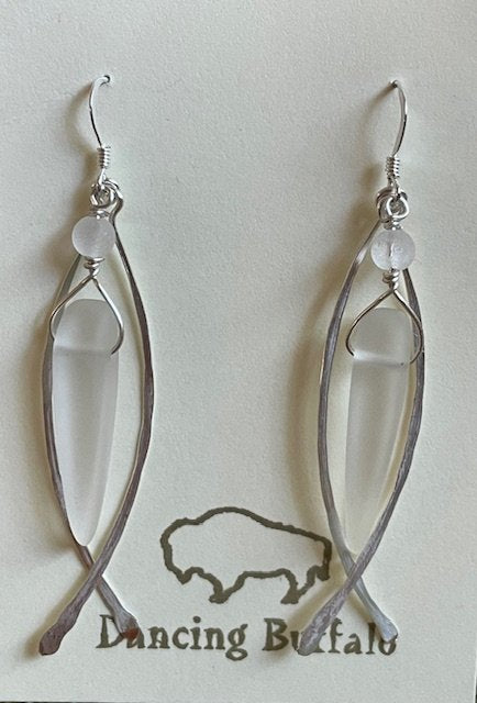 Hammered Wire Earrings-White - 1