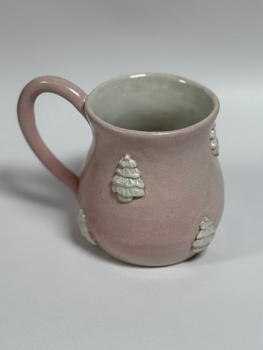 Handcrafted pink tree mug - 1