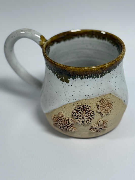 Handcrafted white snowflake mug - 1