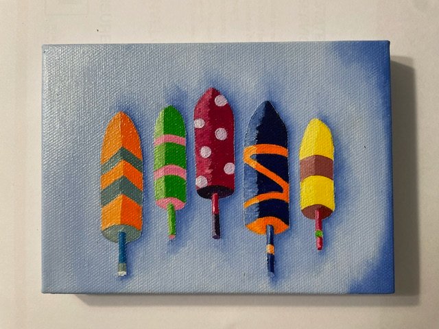 5x7 Oil Painting - Florida Buoys - 1