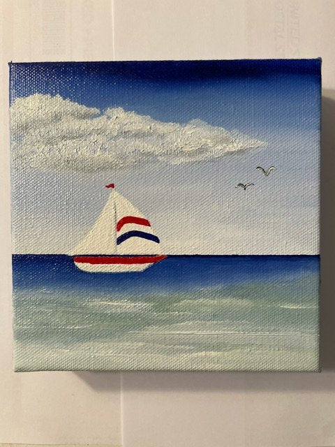 "Sail Day" - 6" Oil Painting - 1