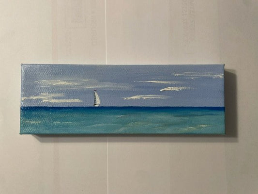 "Sail on the Horizon" - 3" x 9" Oil Painting - 1