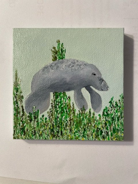 Mike the Manatee - 4" Oil Painting - 1