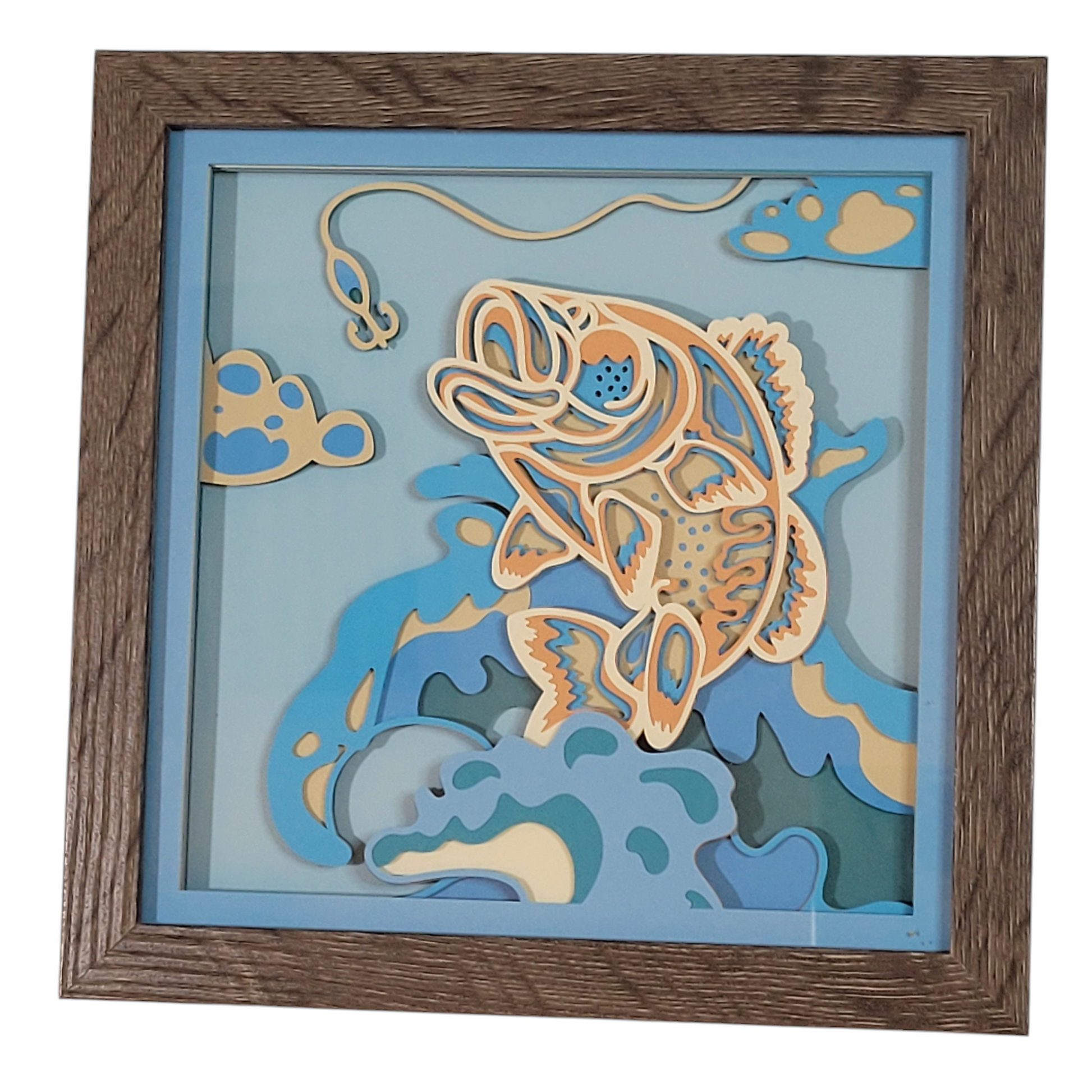 3D layered fishing shadow box  - 1