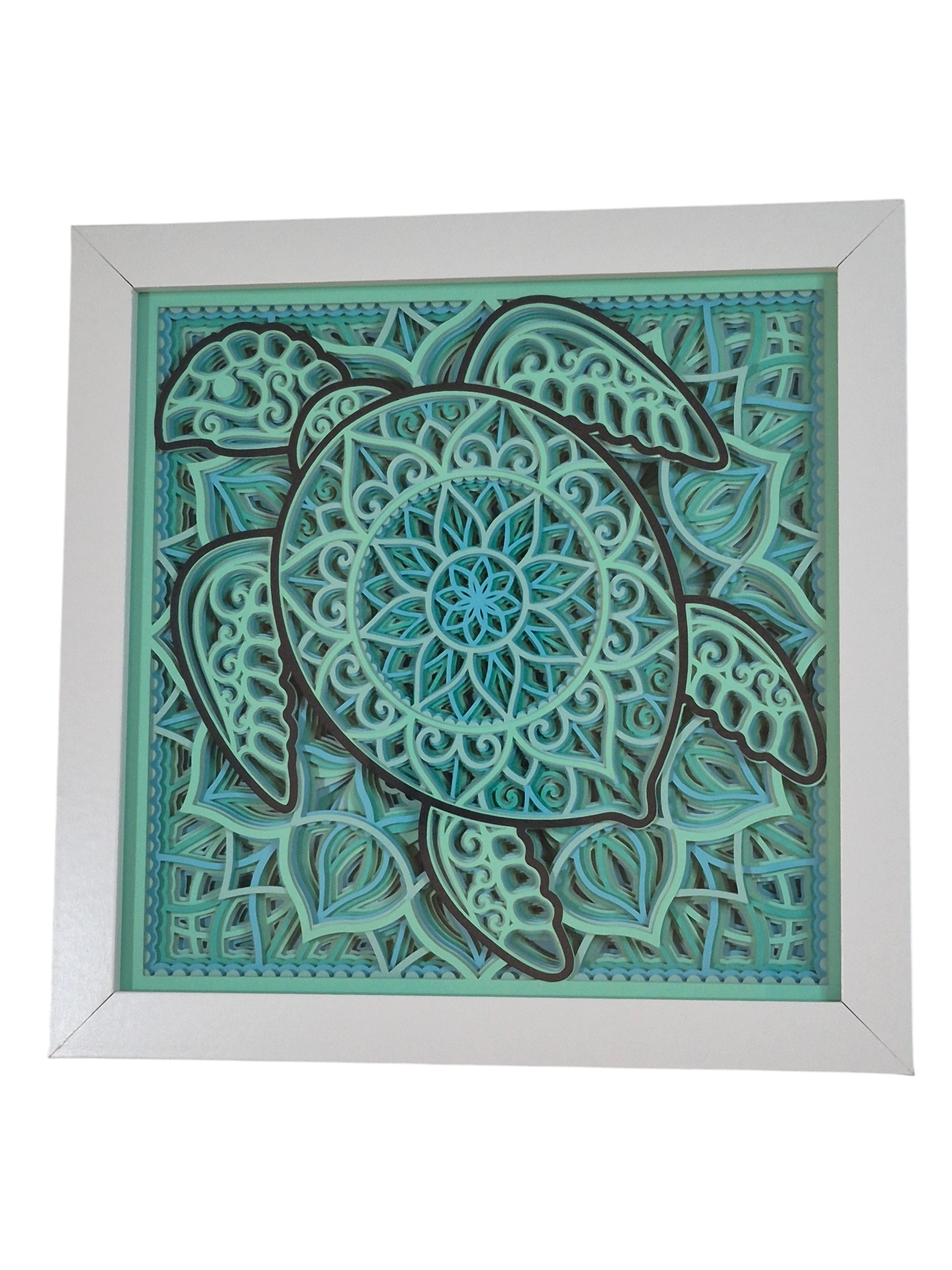 3D sea turtle mandala shadow box  - 1