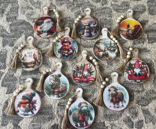 Christmas Wooden Paddle Ornaments - Variety  - 1