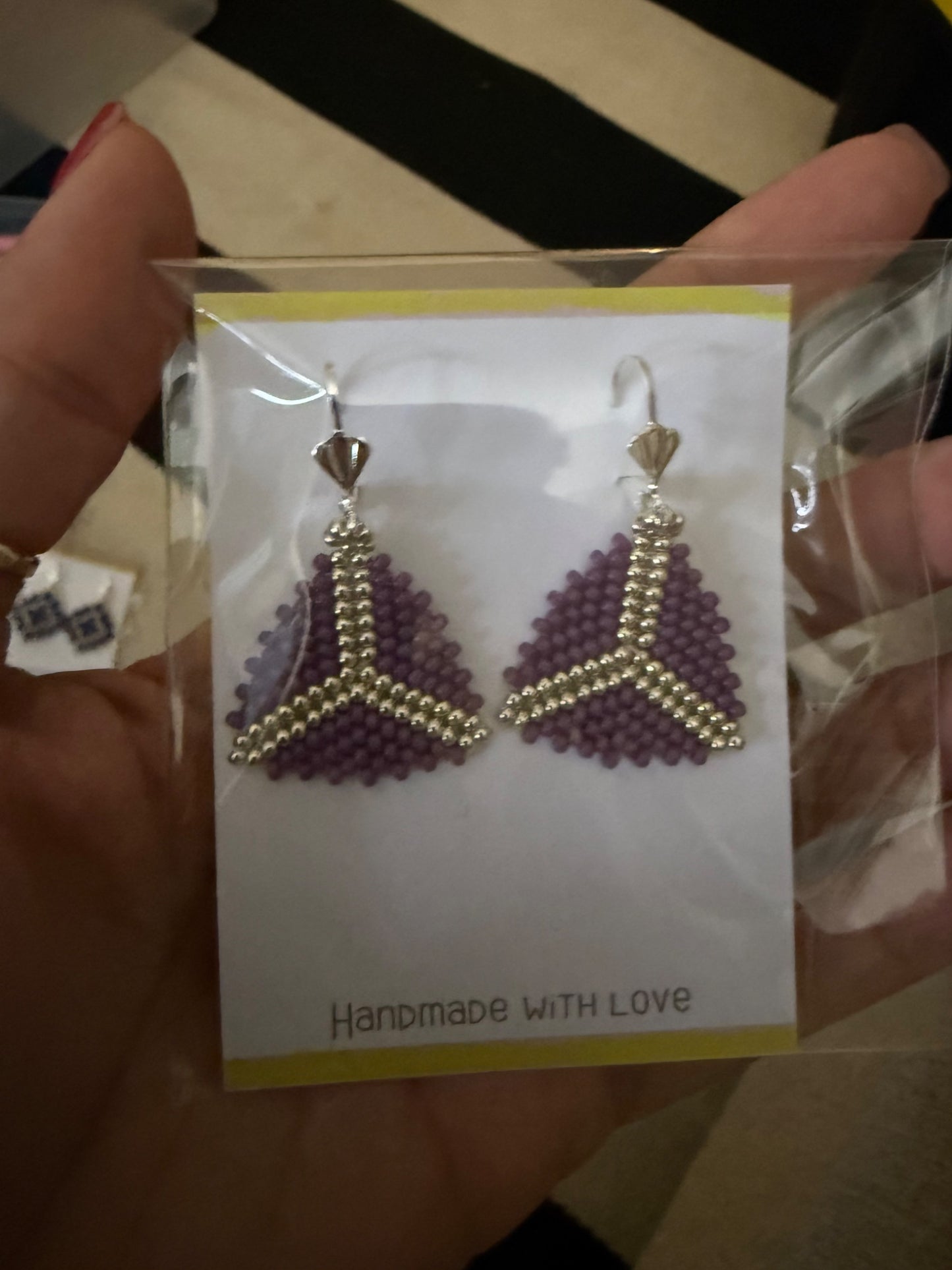 Beaded Triangle Earrings - 1