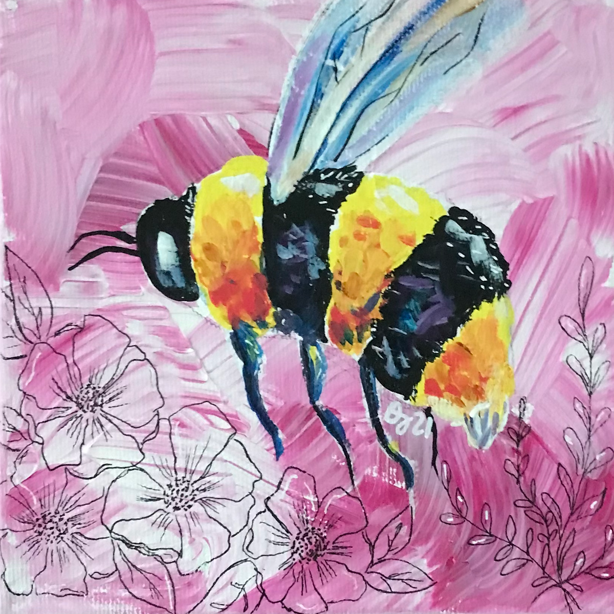 Bumblebee Pink Abstract | 5x5 Print - 1