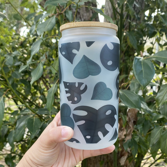 Monstera Leaves Oops-a-Doozie 16oz Glass Can - 1