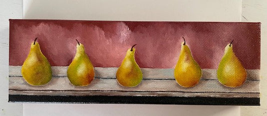 5 of a Pear - 3" x 9" Oil Painting (Still Life) - 1