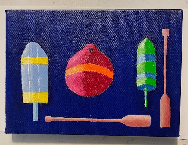 5" x 7" Buoys & Oars (Oil Painting) - 1