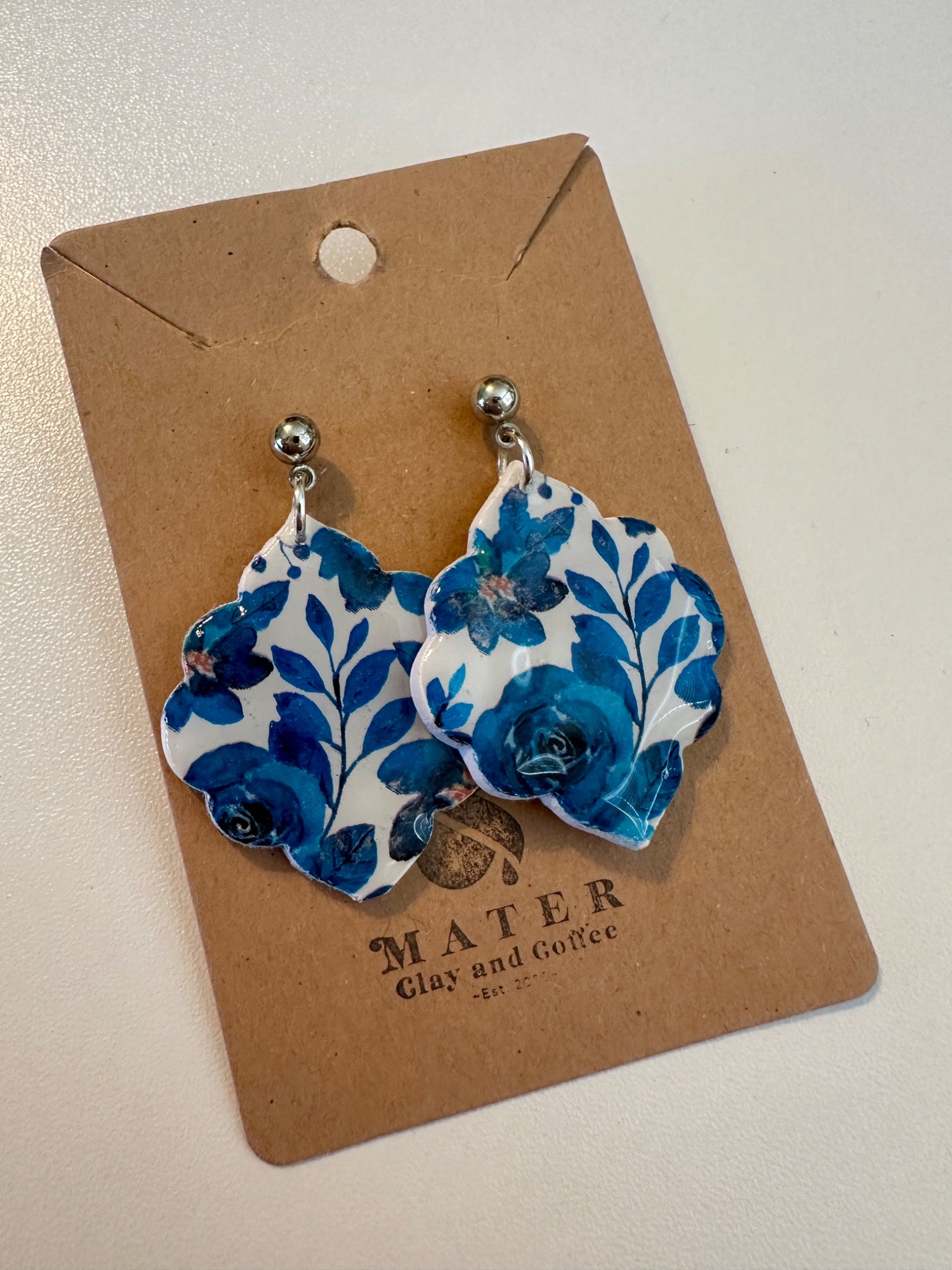 Blue Floral Dangles  - 1