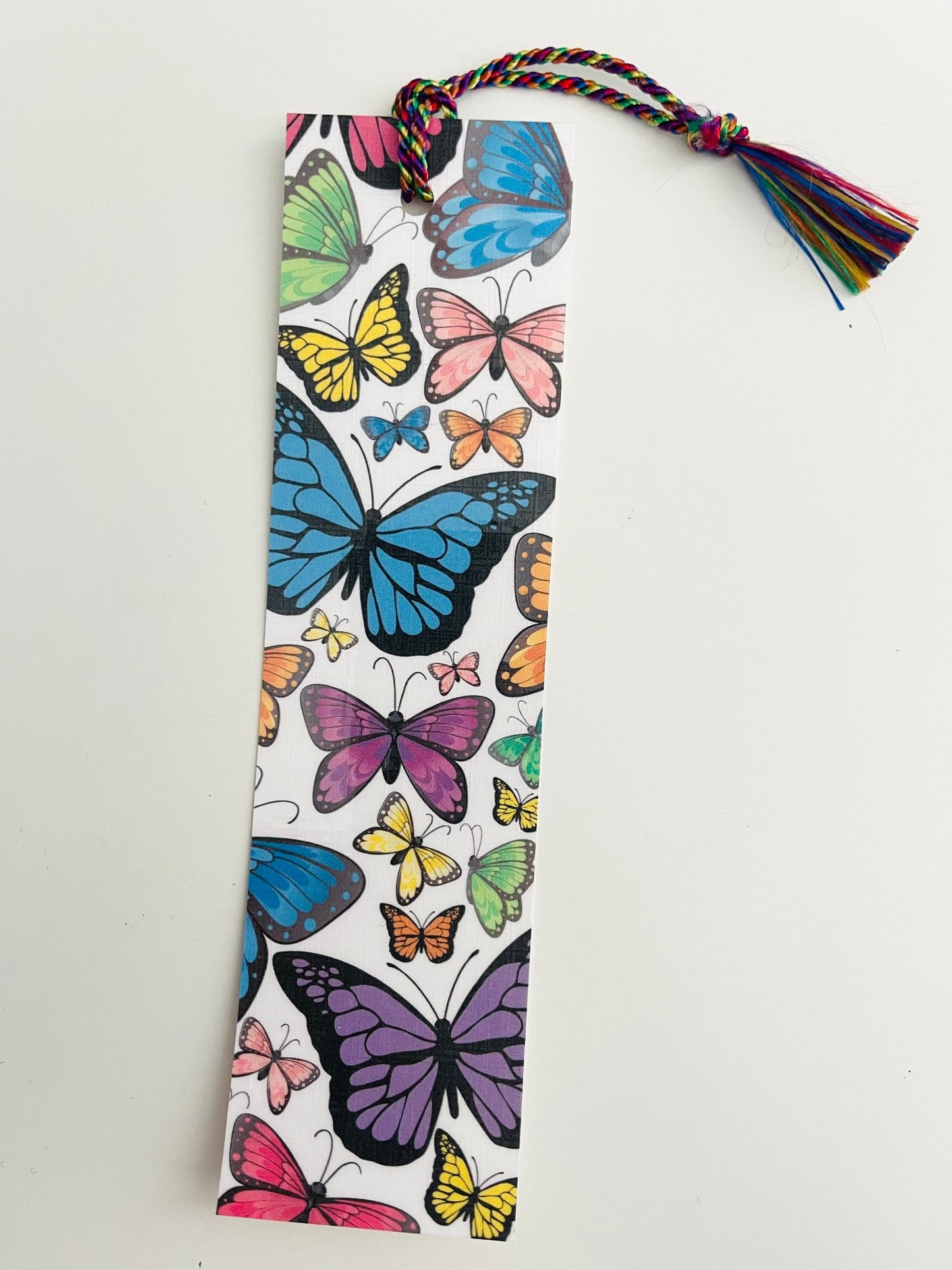 Colorful Butterflies - Laminated Bookmark with Matching Tassel