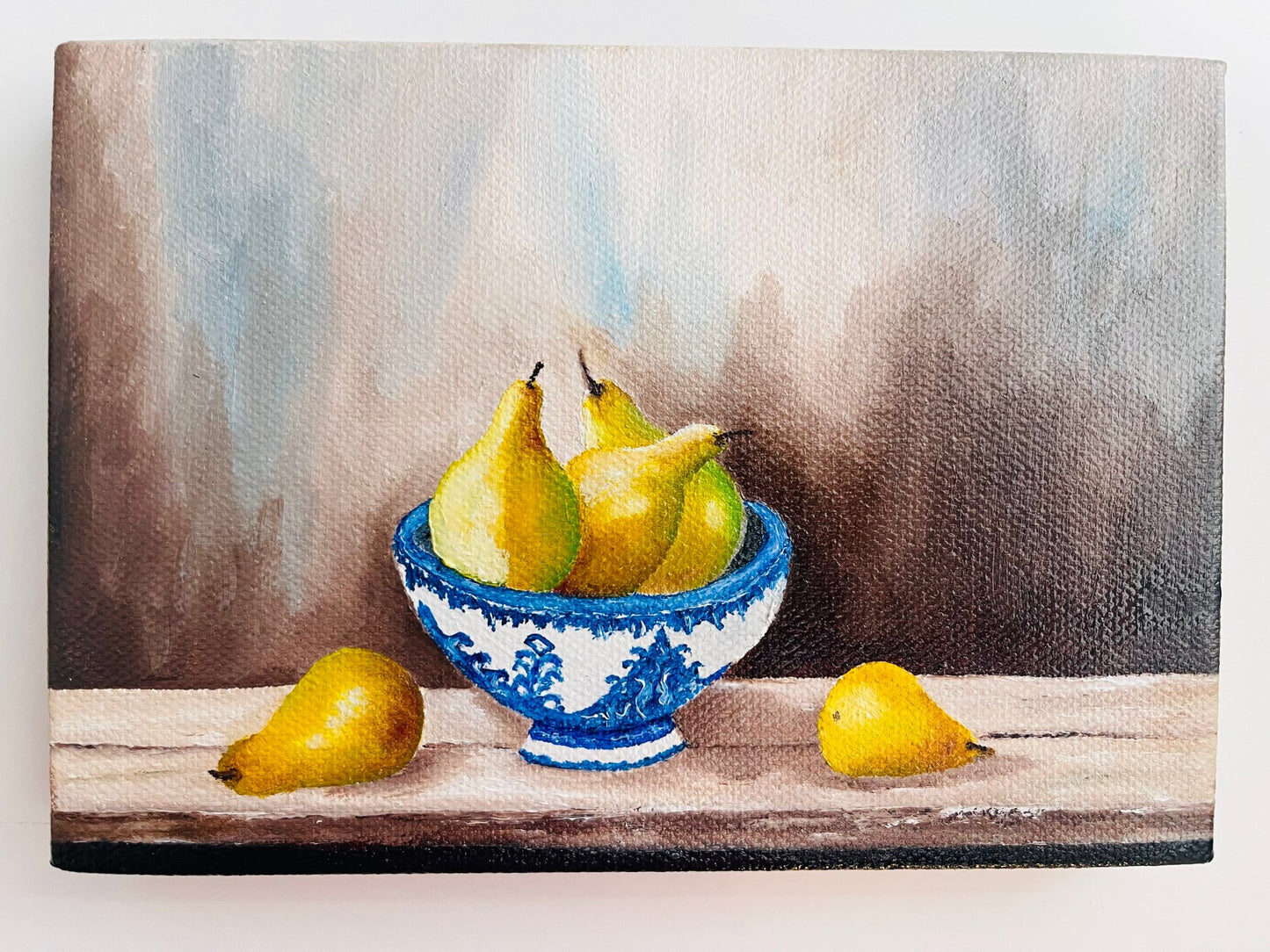 "Pears in Bowl" - 5x7 Original Oil Painting on Canvas