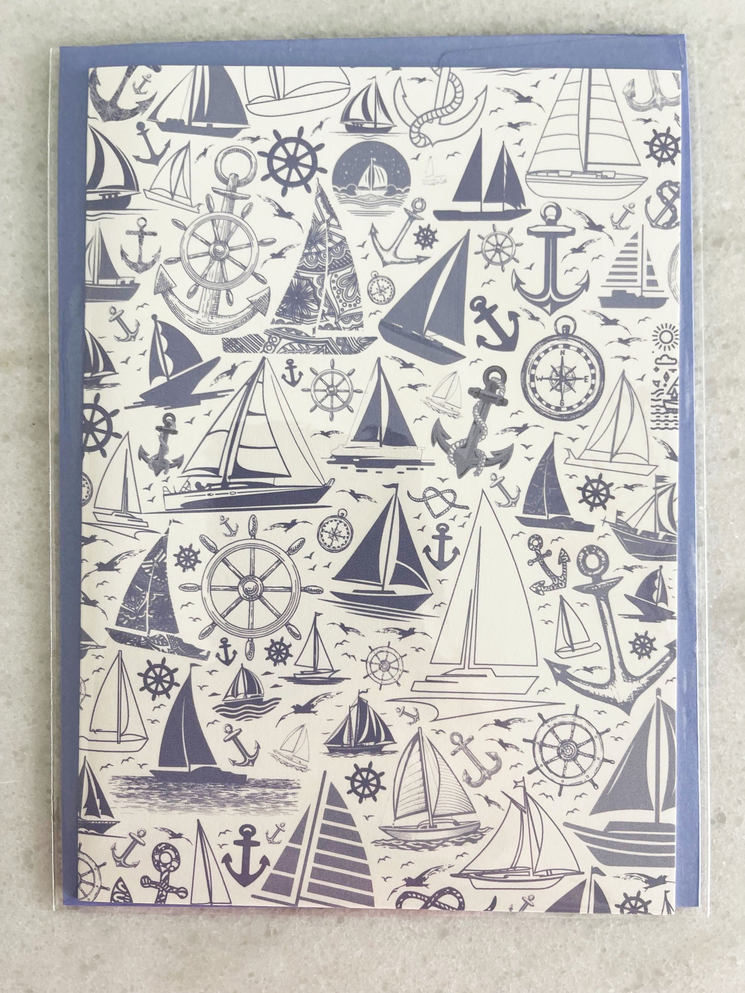 Periwinkle Sailboat - 5x7 Card with Matching Envelope