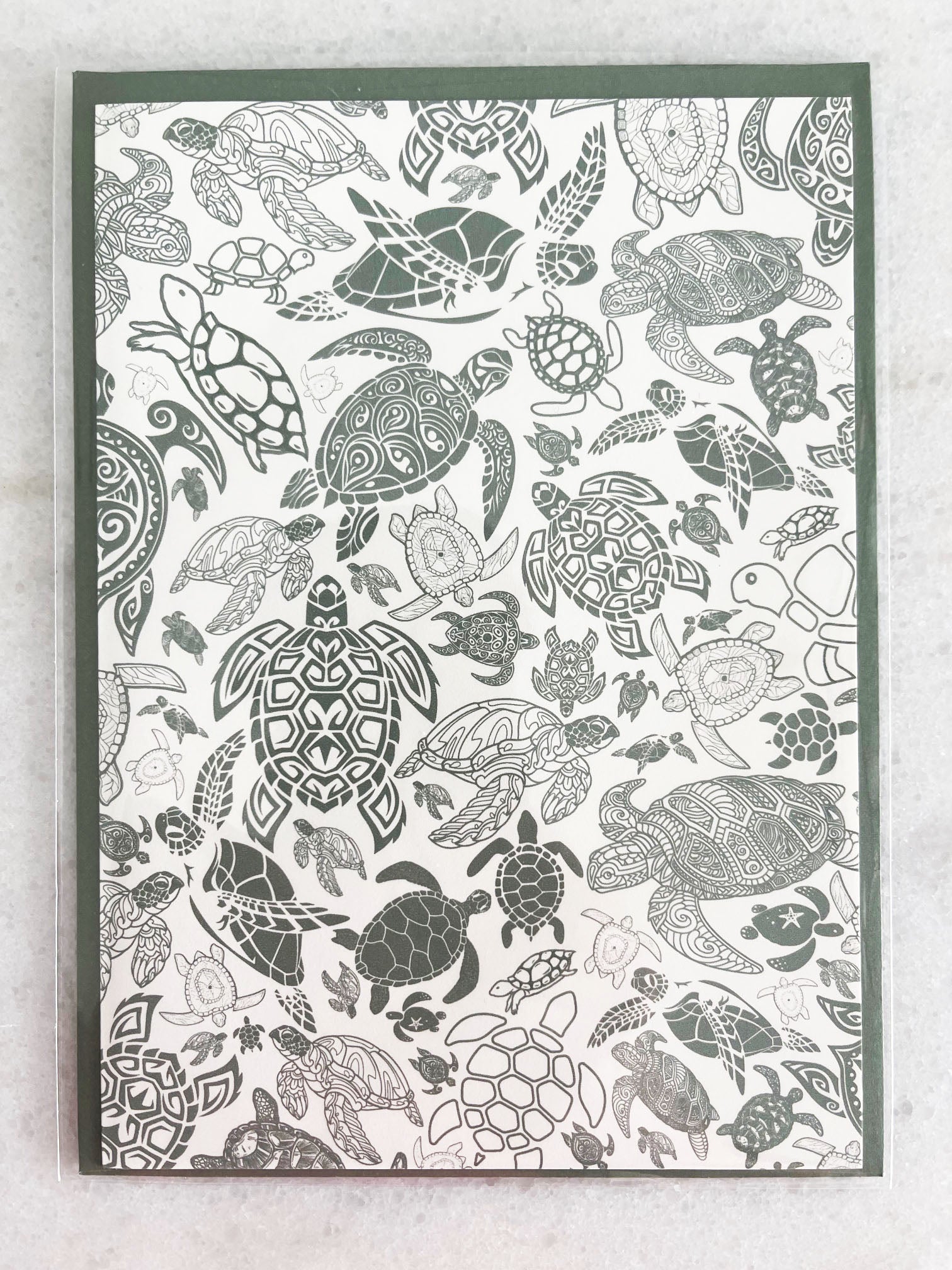 Green Turtle - 5x7 Card with Matching Envelope