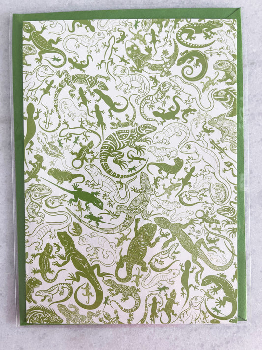 Green Gecko - 5x7 Card with Matching Envelope