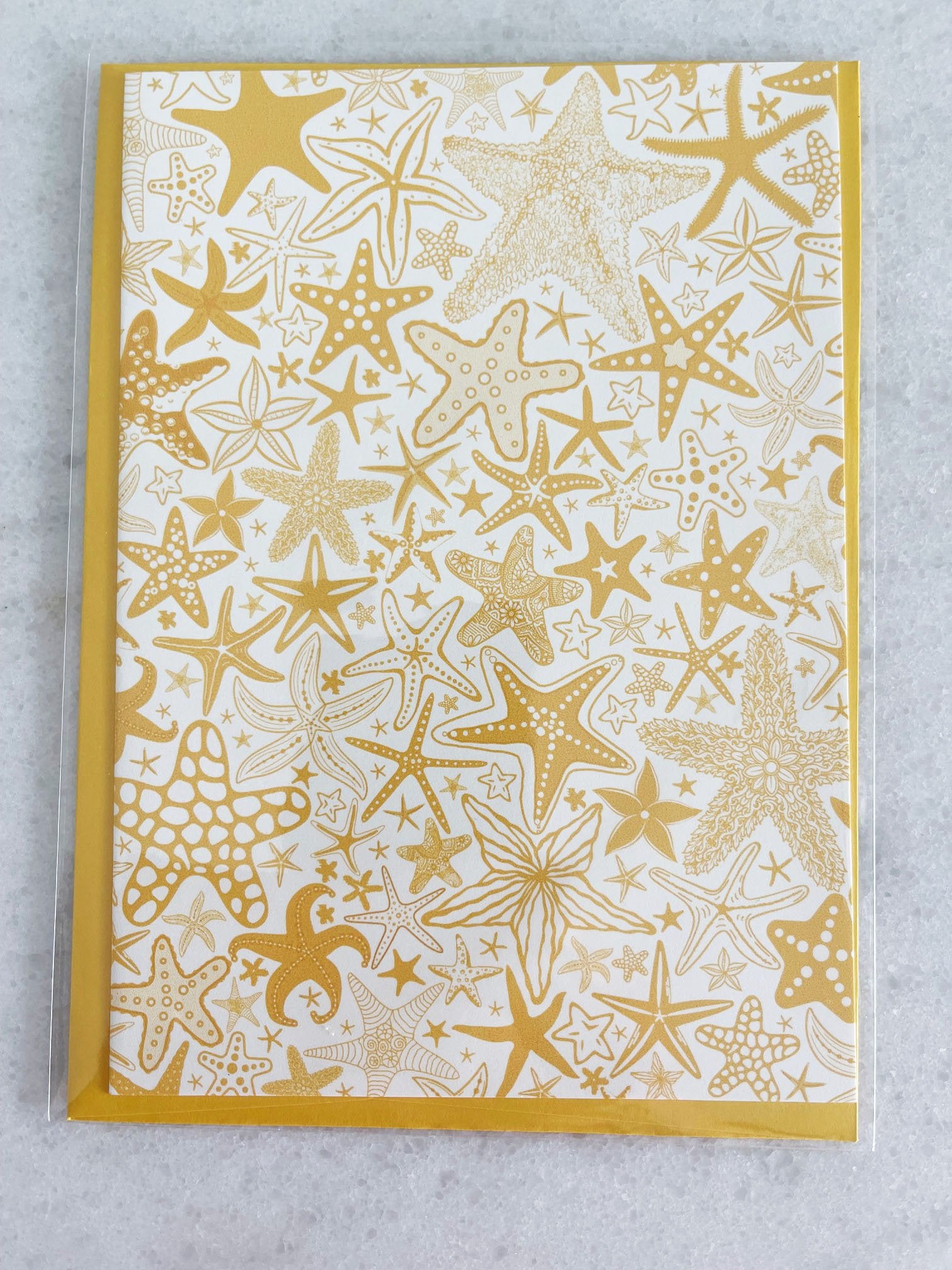 Yellow Starfish - 5x7 Card with Matching Envelope
