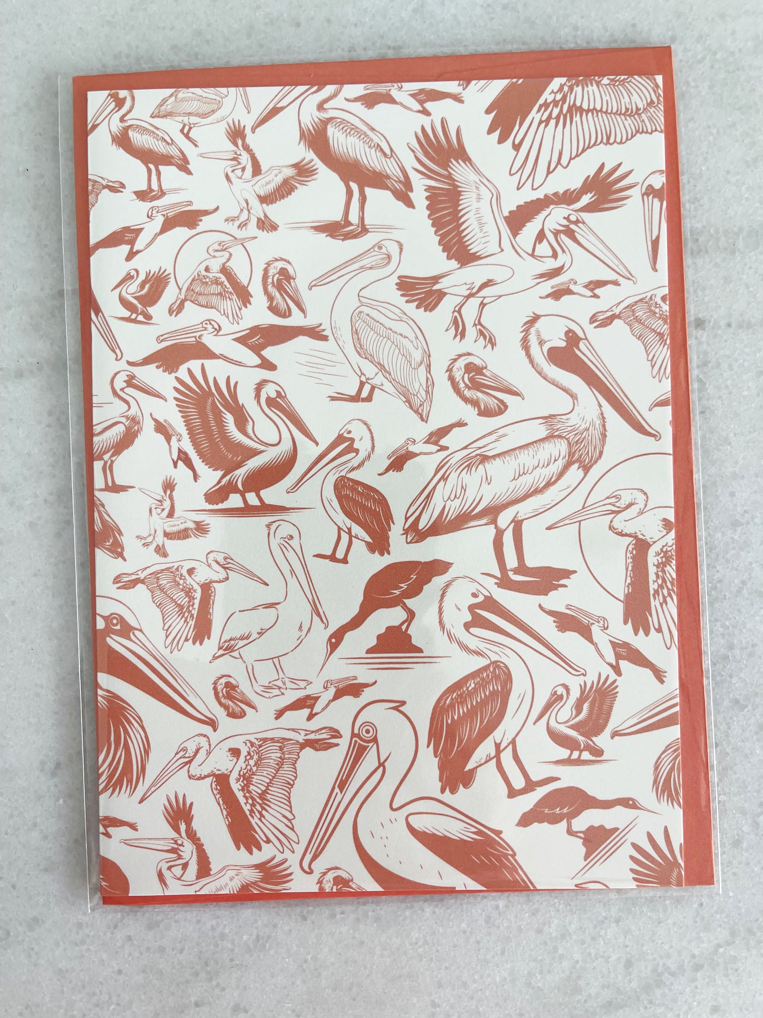Orange Pelican - 5x7 Card with Matching Envelope