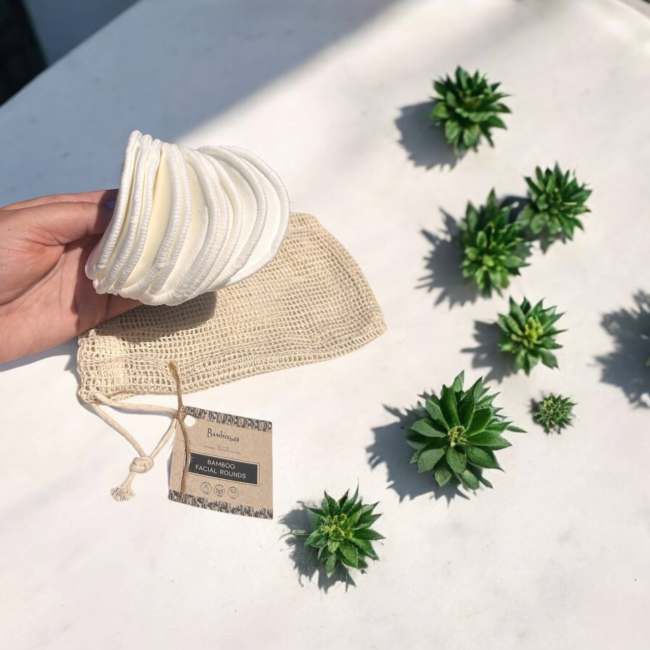 Set of 10 - Reusable Bamboo Cotton Facial Rounds