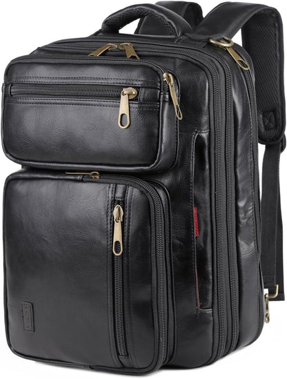 FR Fashion Co. 16″ Convertible Leather Laptop Backpack Briefcase