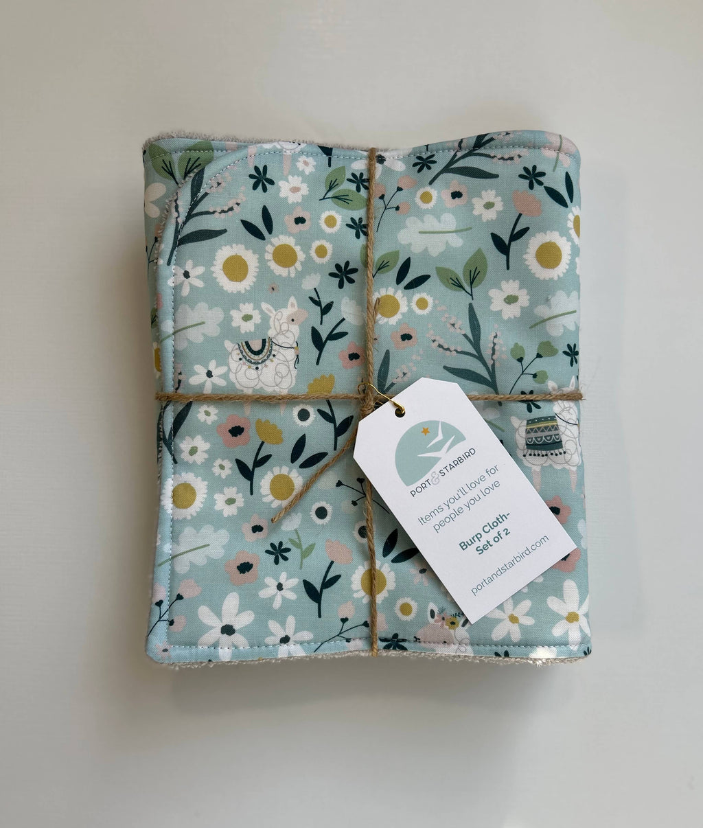 Llama Love Burp Cloth, set of 2