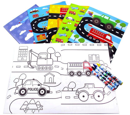 Transportation Vehicles Train and Construction Coloring Book