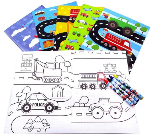 Transportation Vehicles Train and Construction Coloring Book