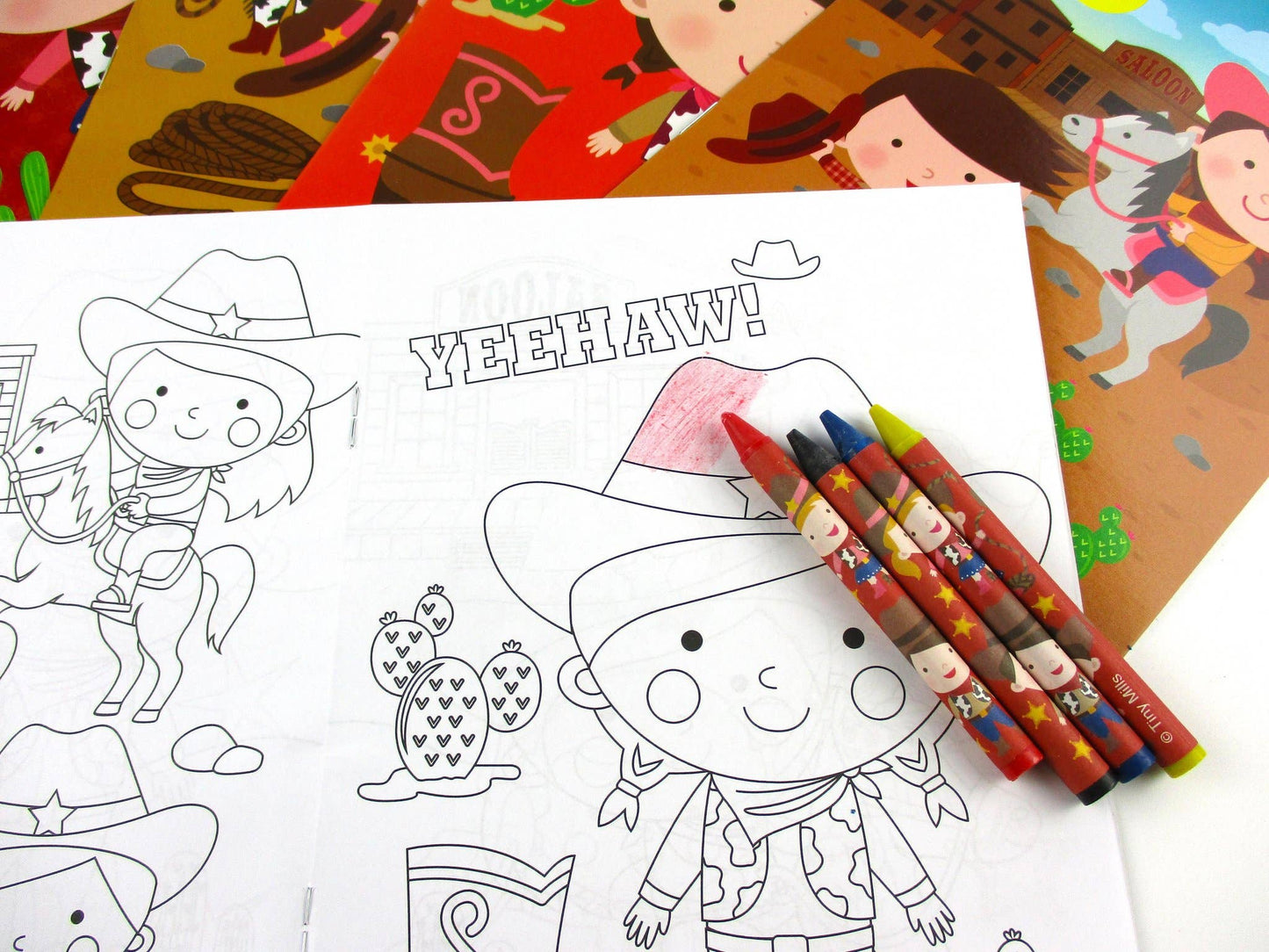 Western Cowboy Cowgirl Coloring Books with Crayons