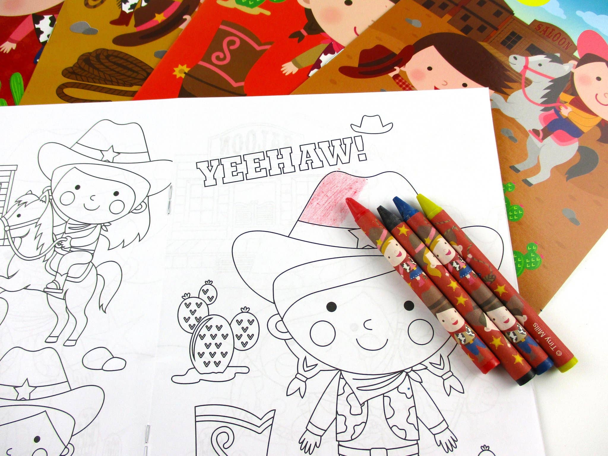 Western Cowboy Cowgirl Coloring Books with Crayons