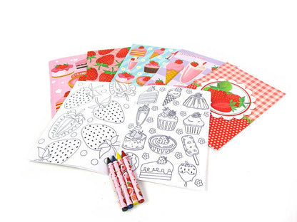 Strawberry Coloring Books with Crayons Party Favors