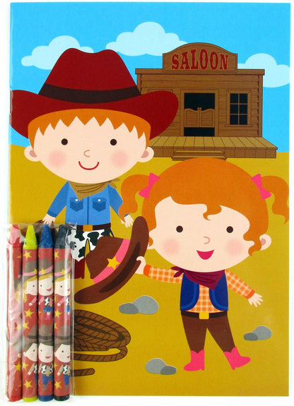Western Cowboy Cowgirl Coloring Books with Crayons