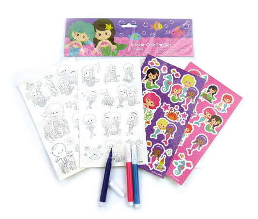 Mermaid Color-in Sticker Set with Markers